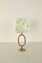 Mula Rose Gold Table Lamp with Damask Rose Taper Drum Lampshade (Butter Yellow)