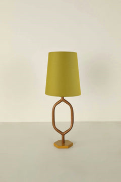 Mula Rose Gold Table Lamp with Solid Taper Lampshade (Citron Green)