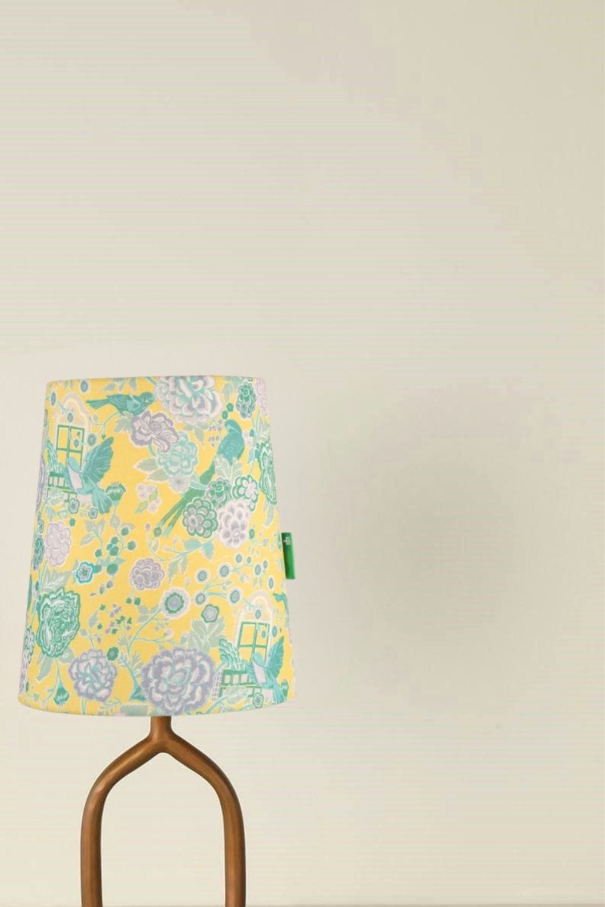 Mula Rose Gold Table Lamp with Damask Rose Taper Drum Lampshade (Butter Yellow)