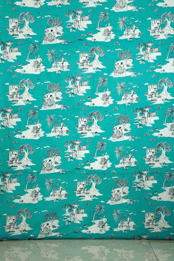 COTTON FABRIC AND CURTAINS Mumbai Makers Cotton Fabric And Curtains (Turquoise)