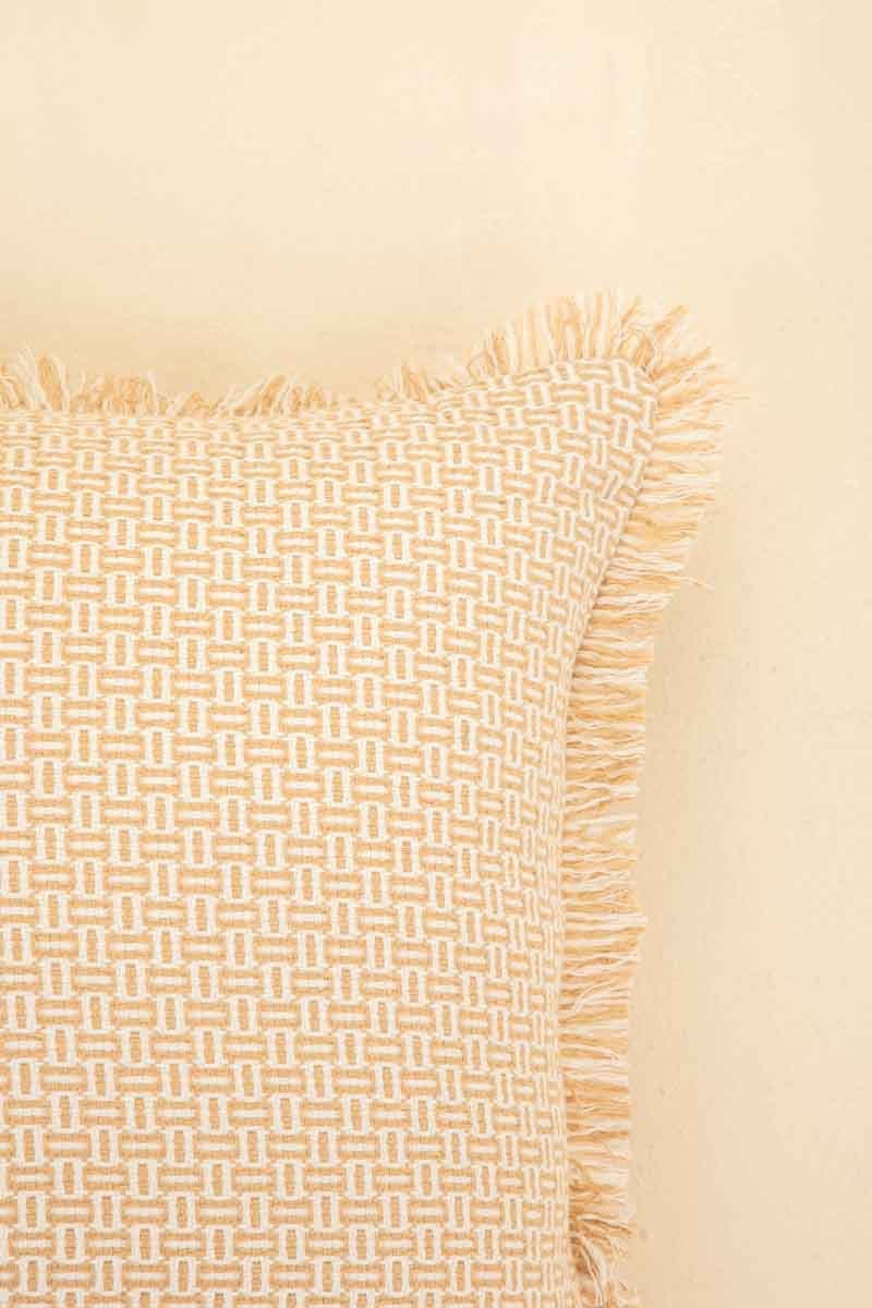 SOLID & TEXTURED CUSHIONS Nilgiri Geo Weave Beige Cushion Cover (41 Cm X 41 Cm)
