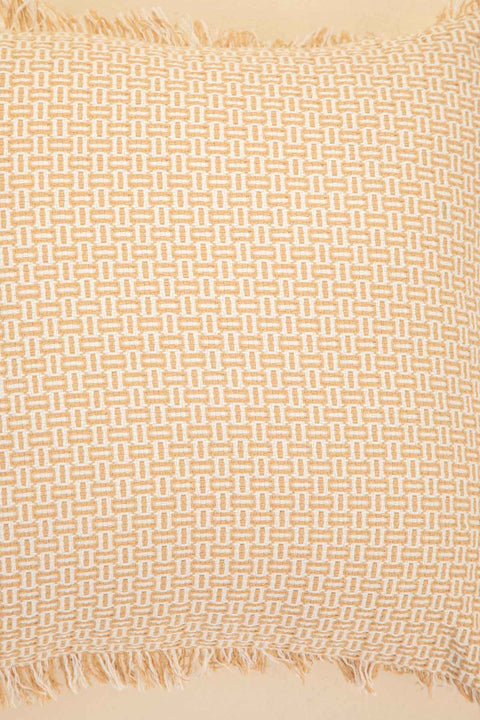 SOLID & TEXTURED CUSHIONS Nilgiri Geo Weave Beige Cushion Cover (41 Cm X 41 Cm)