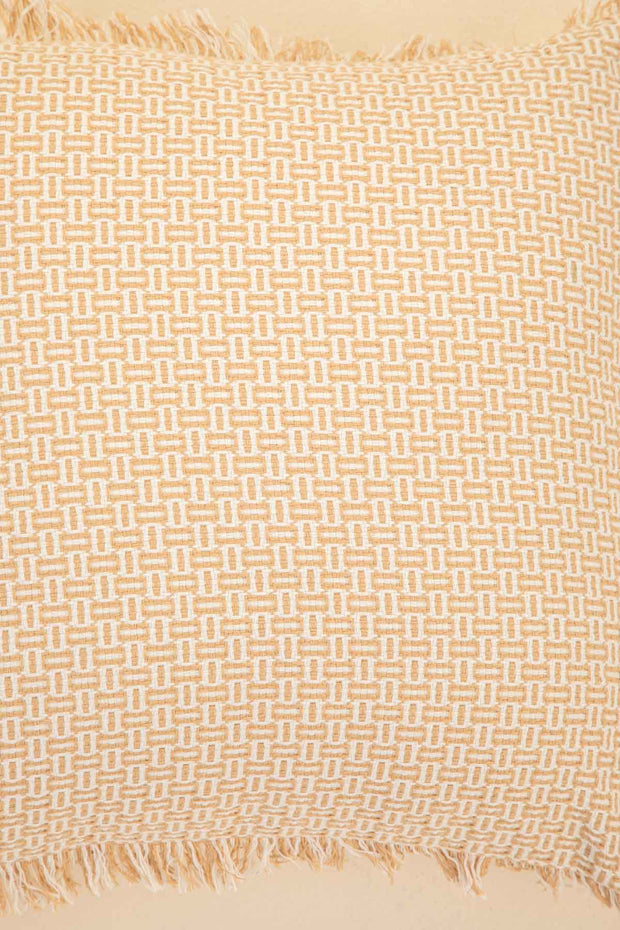 SOLID & TEXTURED CUSHIONS Nilgiri Geo Weave Beige Cushion Cover (41 Cm X 41 Cm)