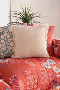 Nilgiri Geo Weave Beige Cushion Cover (41 Cm X 41 Cm)