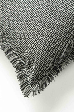 SOLID & TEXTURED CUSHIONS Nilgiri Black and White Cushion Cover (46 X 46 Cm)