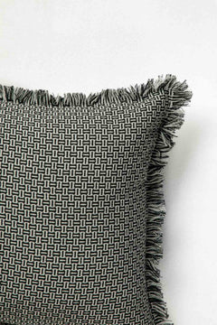 SOLID & TEXTURED CUSHIONS Nilgiri Black and White Cushion Cover (46 X 46 Cm)