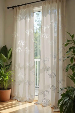 CURTAINS Nu Palms  Silver Sheer Curtain