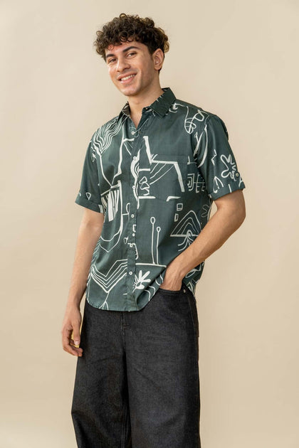 Buy Nu Primitive Cotton Satin Nightfall Neutral Printed Shirt Online ...