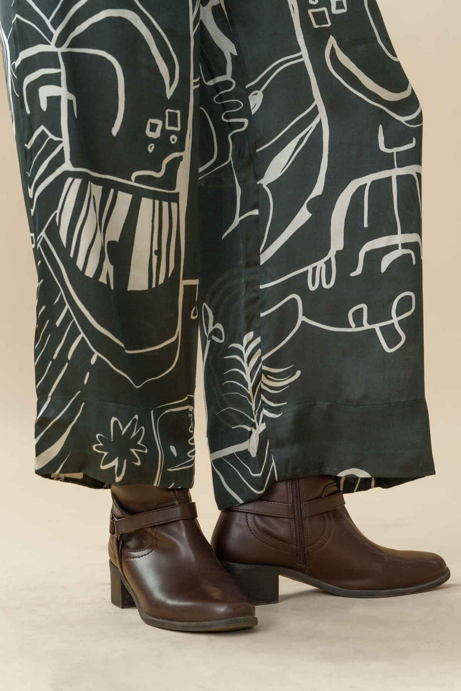 Nightfall Neutral Boxy Pants in Modal Satin | Freedom Tree