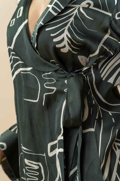 Nightfall Neutral Wrap Top in Modal Satin | Freedom Tree