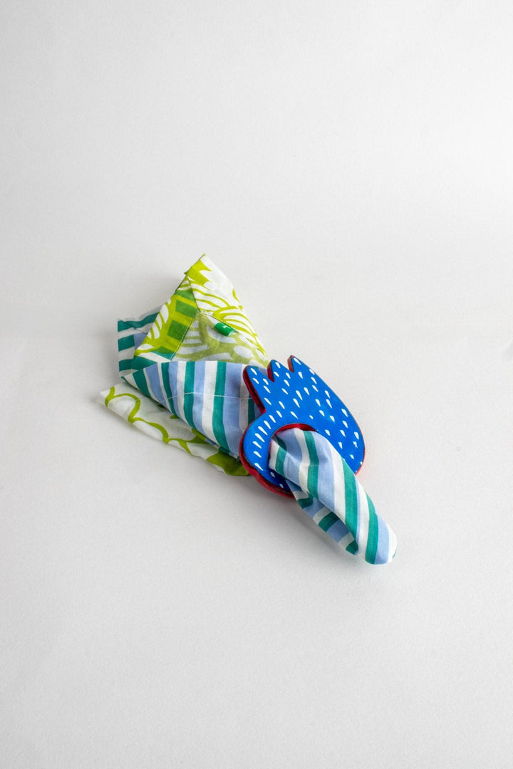 BAR TOOLS Okey Doke Blue Napkin Ring (Set Of 2)