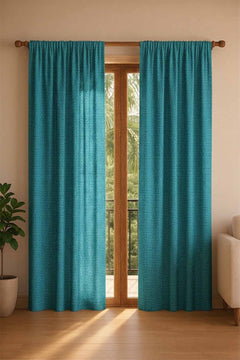 PRINT & PATTERN HEAVY FABRICS Ooty Geo Blue Waters Woven Heavy Fabric And Curtains