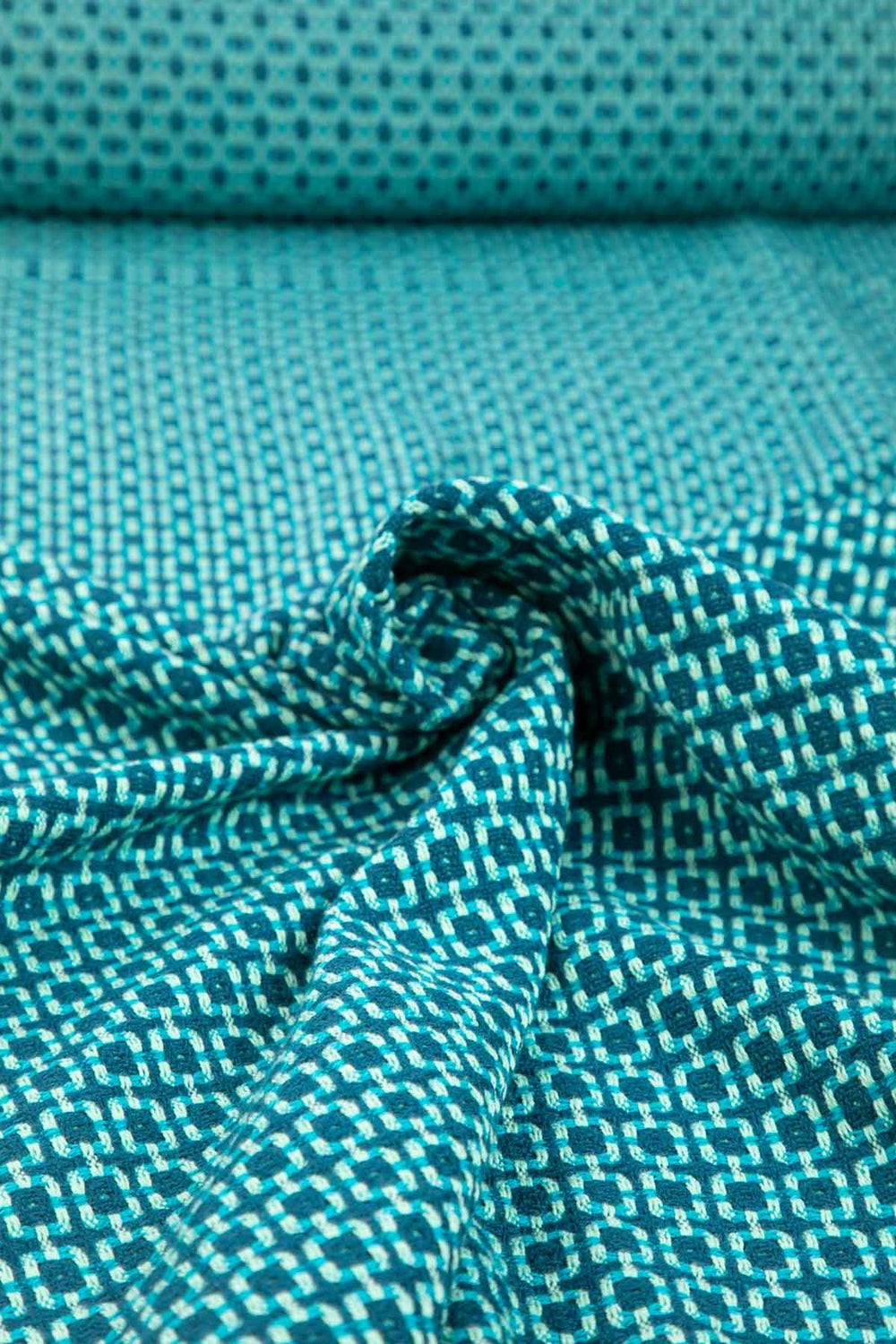 Ooty Geo Blue Waters Woven Heavy Fabric And Curtains