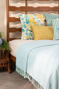 SOLID & TEXTURED BEDCOVERS Ooty Geo Recycled Cotton Bedcover (Mint Blue)