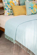 SOLID & TEXTURED BEDCOVERS Ooty Geo Recycled Cotton Bedcover (Mint Blue)