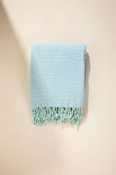 SOLID & TEXTURED BEDCOVERS Ooty Geo Recycled Cotton Bedcover (Mint Blue)