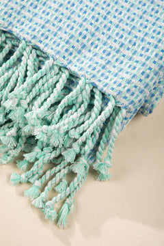 SOLID & TEXTURED BEDCOVERS Ooty Geo Recycled Cotton Bedcover (Mint Blue)