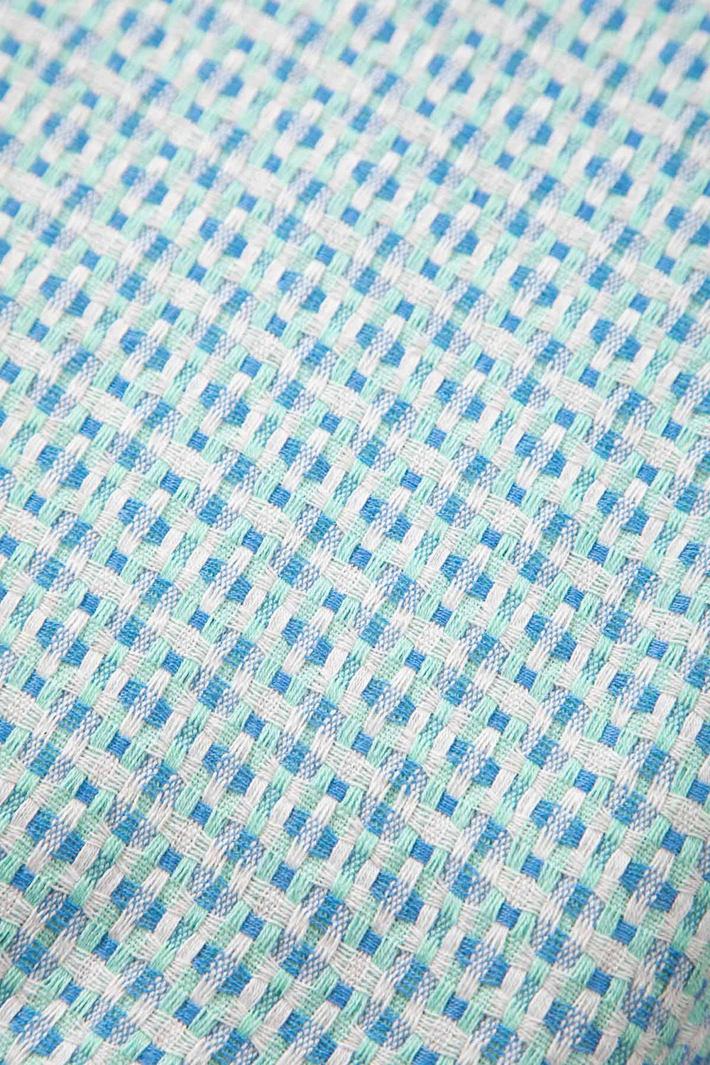 SOLID & TEXTURED BEDCOVERS Ooty Geo Recycled Cotton Bedcover (Mint Blue)
