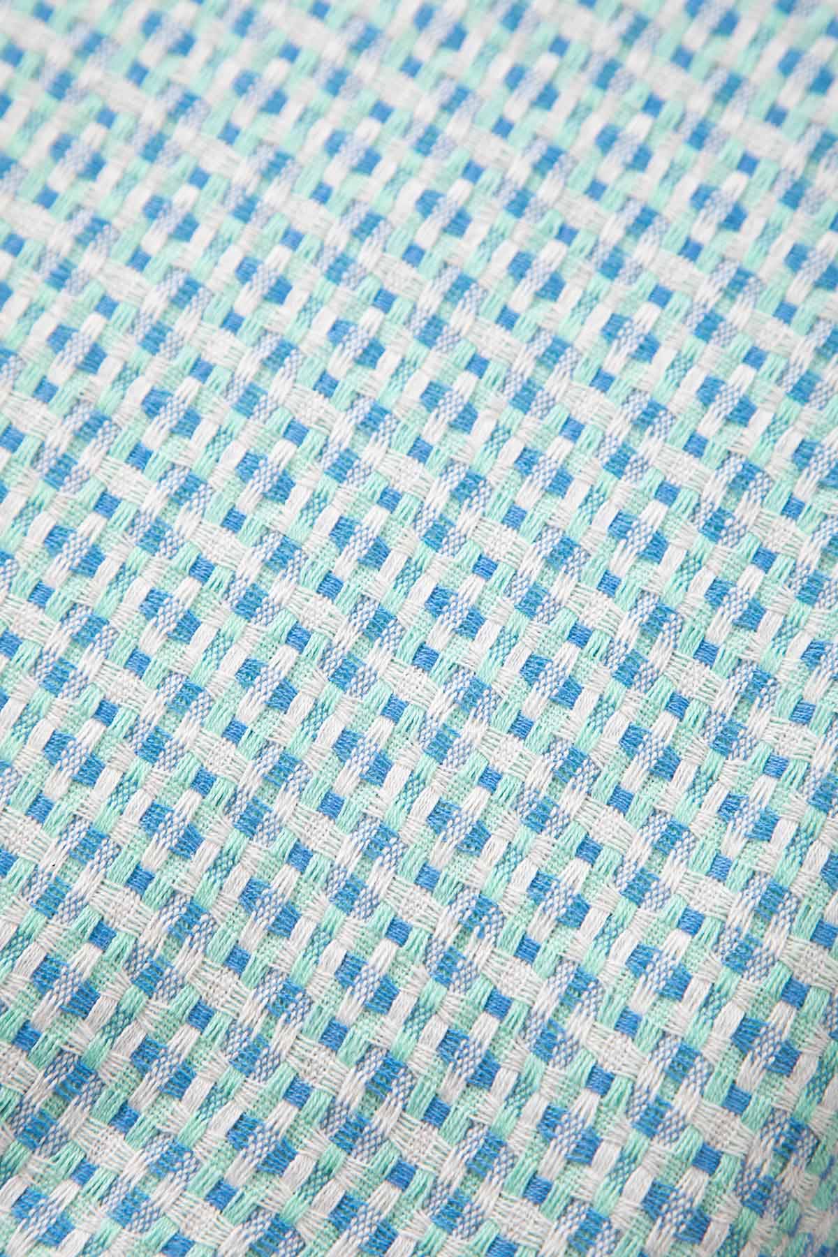 SOLID & TEXTURED BEDCOVERS Ooty Geo Recycled Cotton Bedcover (Mint Blue)