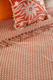 PRINT & PATTERN BEDCOVERS Ooty Geo Red Earth Bedcover