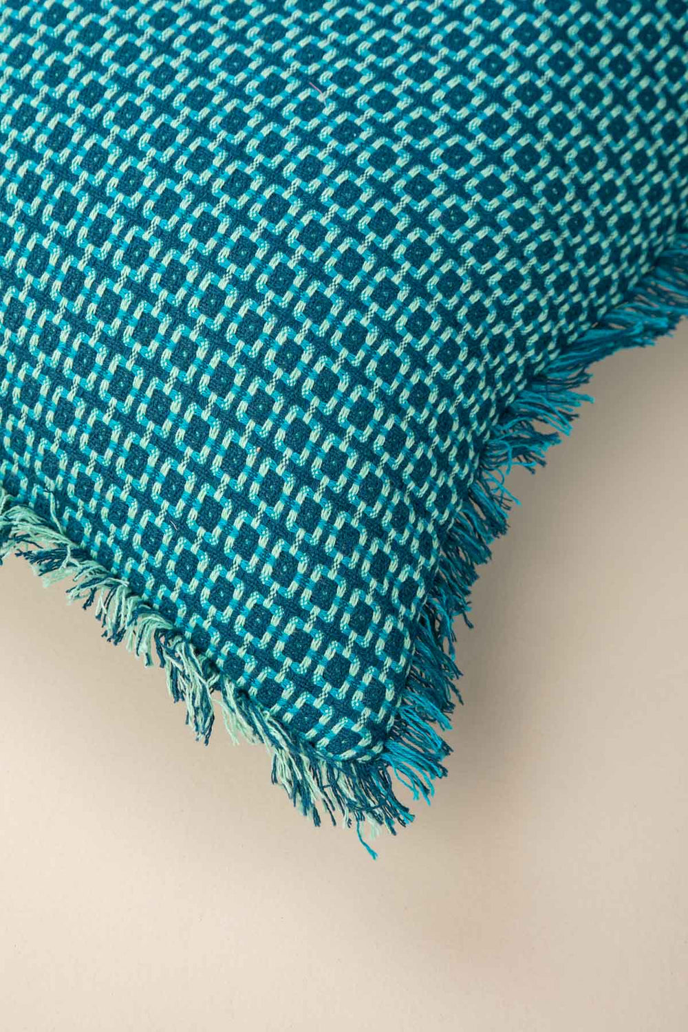 SOLID & TEXTURED CUSHIONS Ooty Geo Water Blue Cushion Cover (46 X 46 Cm)