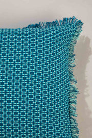 SOLID & TEXTURED CUSHIONS Ooty Geo Water Blue Cushion Cover (46 X 46 Cm)