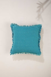 SOLID & TEXTURED CUSHIONS Ooty Geo Water Blue Cushion Cover (46 X 46 Cm)