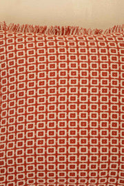 SOLID & TEXTURED CUSHIONS Ooty Geo Weave Red Earth Cushion Cover (41 Cm X 41 Cm)