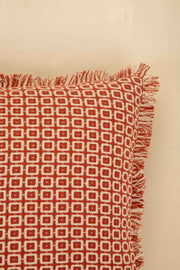 SOLID & TEXTURED CUSHIONS Ooty Geo Weave Red Earth Cushion Cover (41 Cm X 41 Cm)