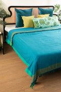 SOLID & TEXTURED BEDCOVERS Oram Woven Cotton Bedcover (Blue Grass)