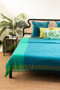 SOLID & TEXTURED BEDCOVERS Oram Woven Cotton Bedcover (Blue Grass)