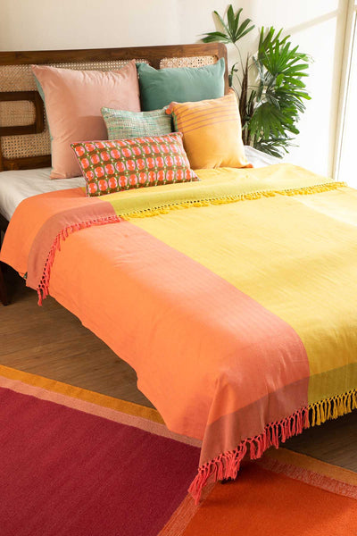 SOLID & TEXTURED BEDCOVERS Oram Woven Cotton Bedcover (Lime Fields)