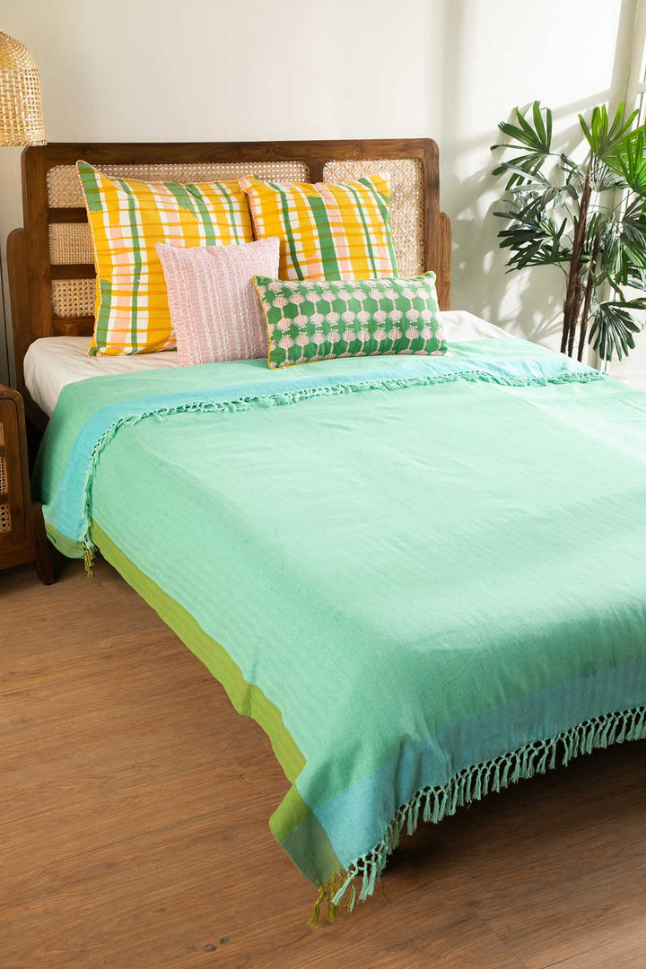 SOLID & TEXTURED BEDCOVERS Oram Woven Cotton Bedcover (Morning Mint)