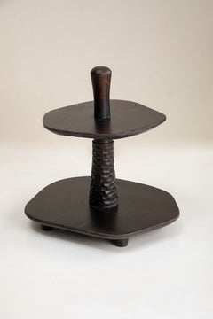 Orbit Two Tier Walnut Serving Stand