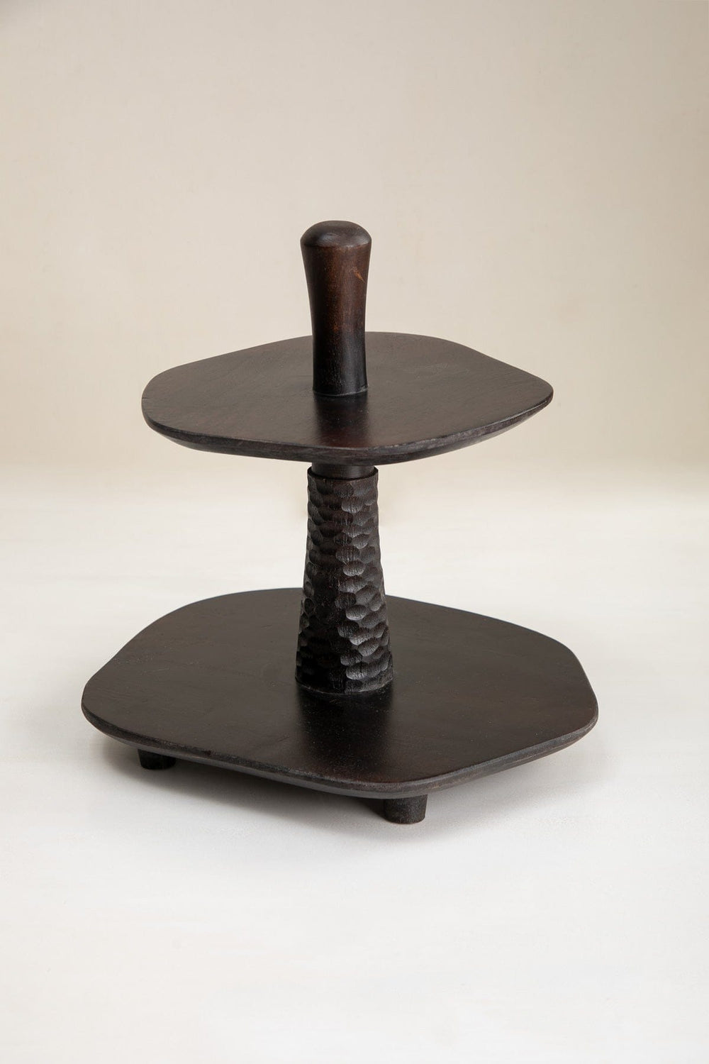 Orbit Two Tier Walnut Serving Stand