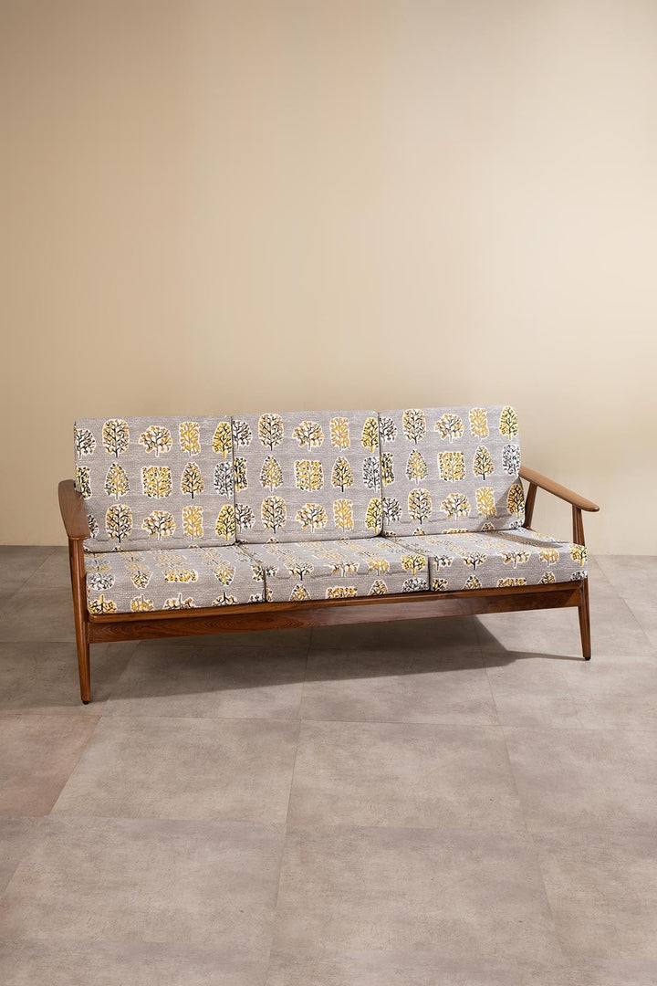 PRINT & PATTERN UPHOLSTERY FABRICS Palash Printed Upholstery Fabric (Grey And Yellow)