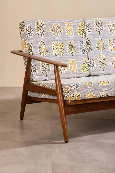 PRINT & PATTERN UPHOLSTERY FABRICS Palash Printed Upholstery Fabric (Grey And Yellow)