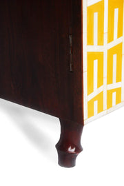 Palash Inlay Yellow Bedside Table (Mango Wood)