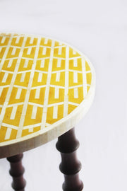 SIDE TABLE Palash Inlay Yellow Cocktail Table