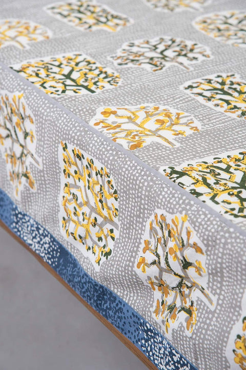 PRINT & PATTERN BEDCOVERS Palash Pure Cotton Bedcover (Yellow And Grey)