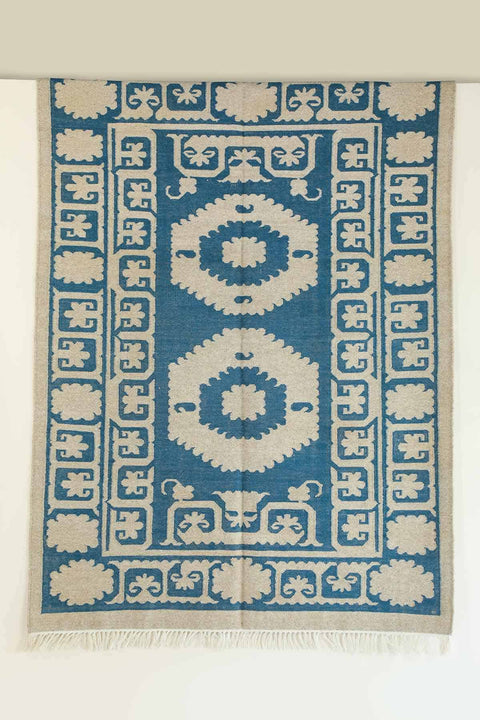 WOVEN & TEXTURED RUGS Palm And Paisley Woven Rug (Distant Blue)