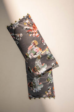Palmyrah Slate Grey Velvet Table Runner