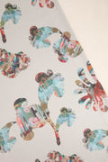 PRINT & PATTERN HEAVY FABRICS Palmyrah Beige Velvet Printed Heavy Fabric And Curtains