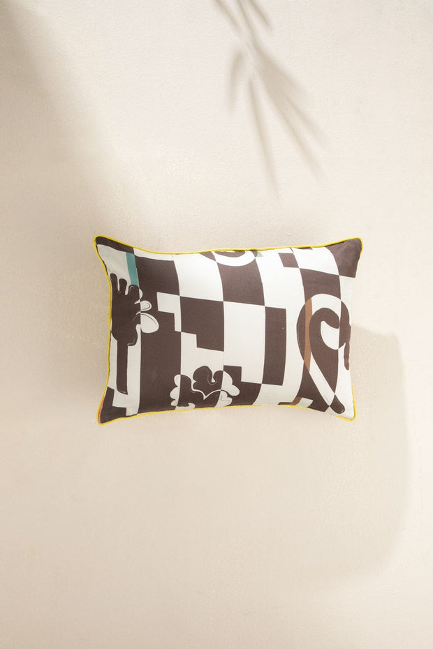 PRINT & PATTERN CUSHIONS Palmyrah  Creme Brown Cushion Cover (36 Cm X 50 Cm)