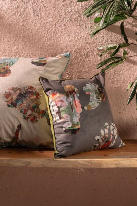 PRINT & PATTERN CUSHIONS Palmyrah  Slate Grey Cushion Cover (46 Cm X 46 Cm)