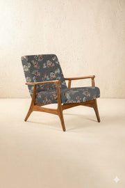 PRINT & PATTERN UPHOLSTERY FABRICS Palmyrah Slate Grey Printed Velvet Upholstery Fabric