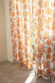 CURTAINS Panai Orange And White Cotton Curtain And Blinds