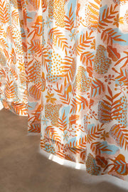 PRINT & PATTERN COTTON FABRICS Panai Orange And White Cotton Fabric And Curtains