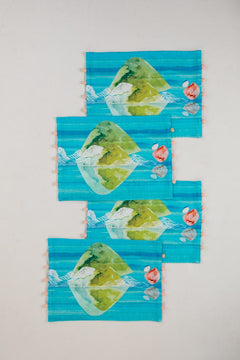 Pangong Lake Spring Teal Table Mat (Set Of 4)