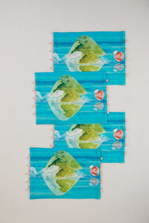 TABLE MATS Pangong Lake Spring Teal Table Mat (Set Of 4)